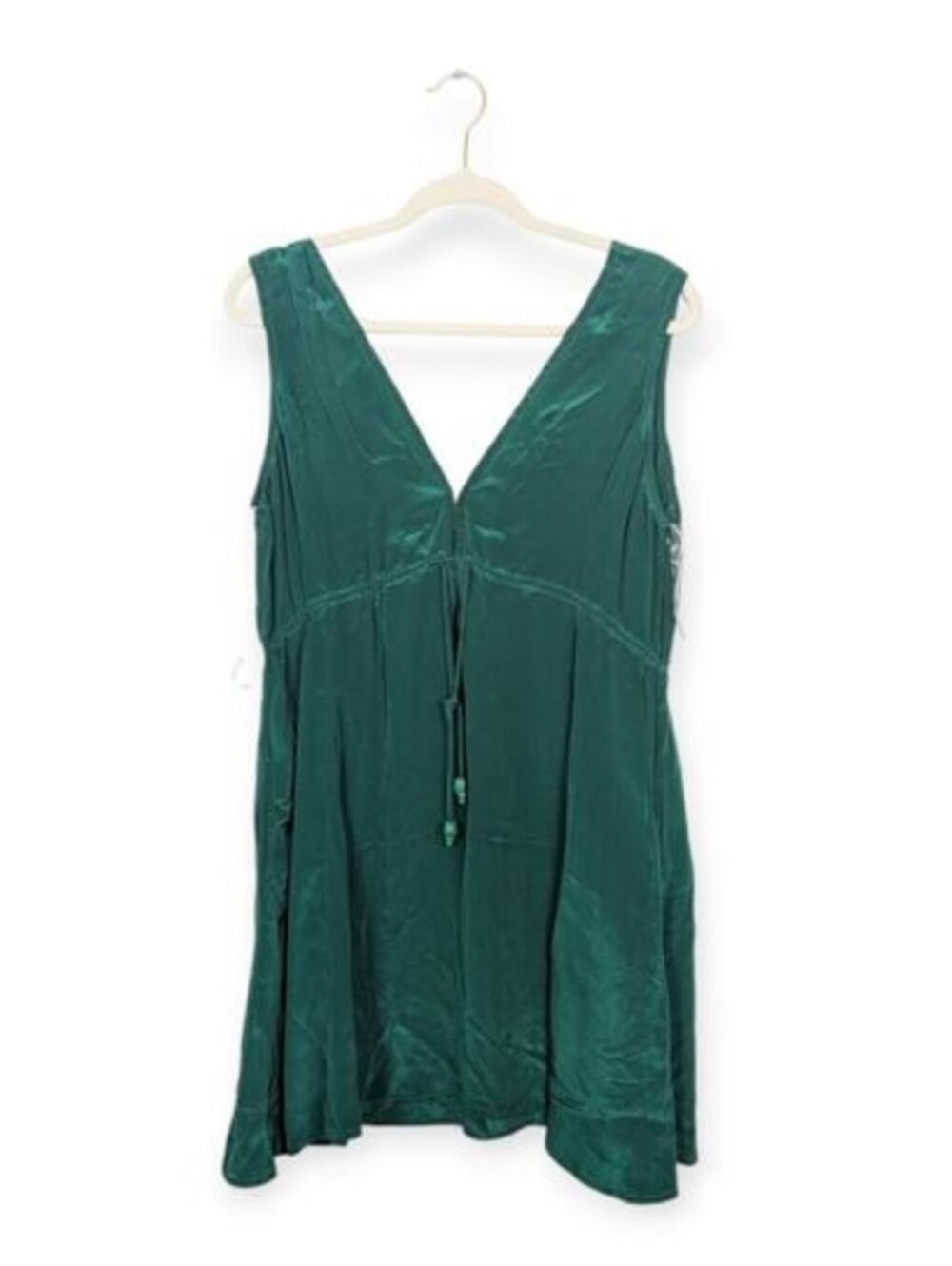 Shahida Parides Mini Dress M Emerald Green Viscose Silk Resort Luxe NWT
